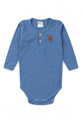 Conjunto Body Canelado Botões Menino - Azul Rivera - Ame Kids