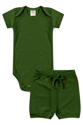 Conjunto Canelado Light Curto - Vede Cipreste - Ame Kids