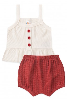 Conjunto Bata Shorts Bubble Menina - Vermelho - Ame Kids