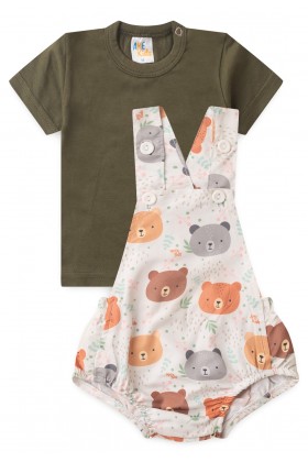 Conjunto Romper com Camiseta - Ursinho - Ame Kids