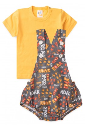 Conjunto Romper com Camiseta - Dino Roar - Ame Kids