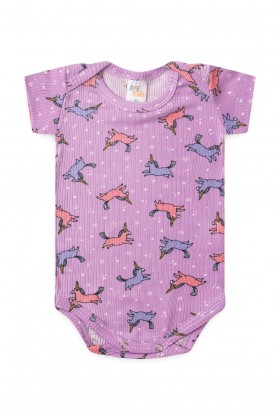 Conjunto Canelado Light Curto - Unicorn Lilás  - Ame Kids