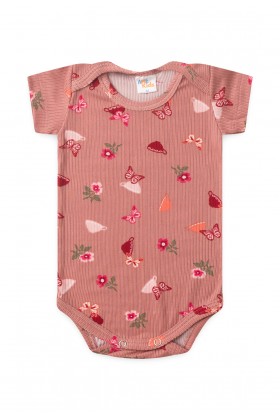 Conjunto Canelado Light Curto - Borboletas Rosé - Ame Kids