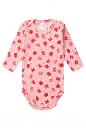 Conjunto Canelado Light Longo - Beijinhos Rosa Bebê - Ame Kids