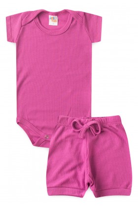 Conjunto Canelado Light Curto - Fuchsia - Ame Kids