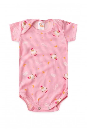 Conjunto Canelado Light Curto - Ovelha Rosa - Ame Kids