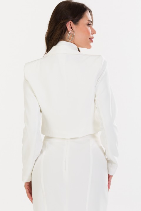 Blazer Curto de Alfaiataria Feminina Ines - Off White - Tlic Rio