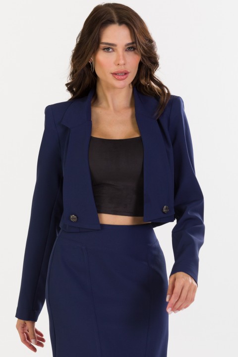 Blazer Curto de Alfaiataria Feminina Ines - Marinho - Tlic Rio