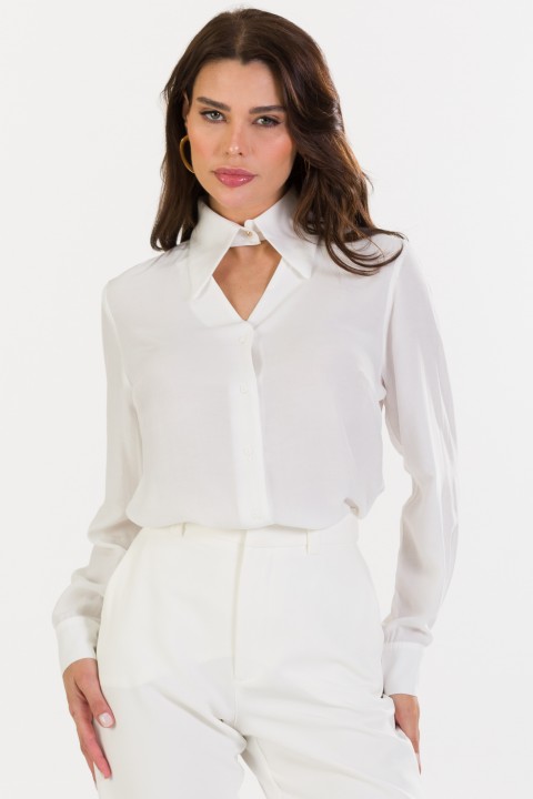 Camisa de Alfaiataria Feminina Manga Longa Vicky - Off White - Tlic Rio