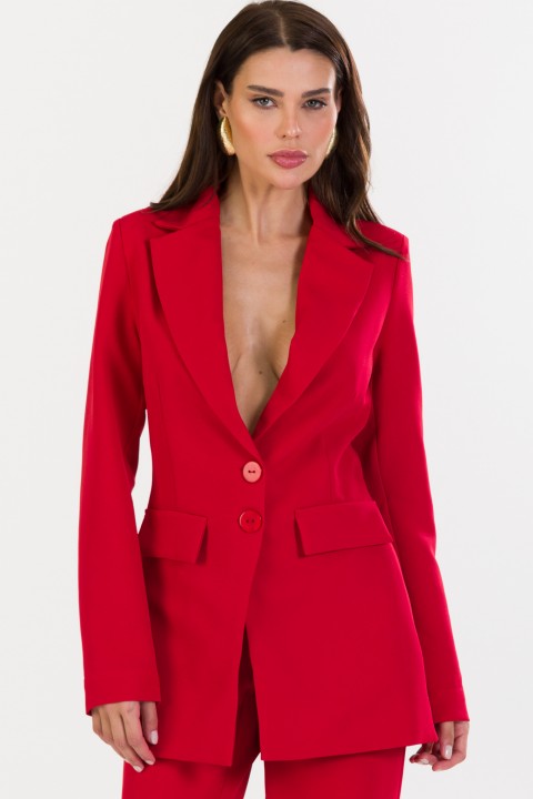 Blazer Alongado de Alfaiataria Feminina Lilla - Vermelho - Tlic Rio