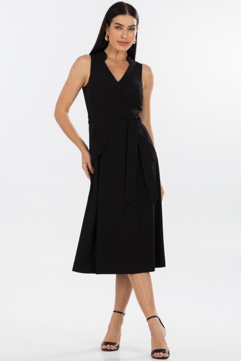 Vestido Midi de Alfaiataria Feminina Kelly - Preto - Tlic Rio