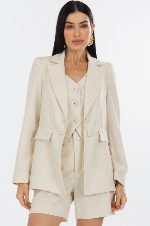 Blazer Manga Longa de Alfaiataria Feminina Eleanor - Natural - Tlic Rio