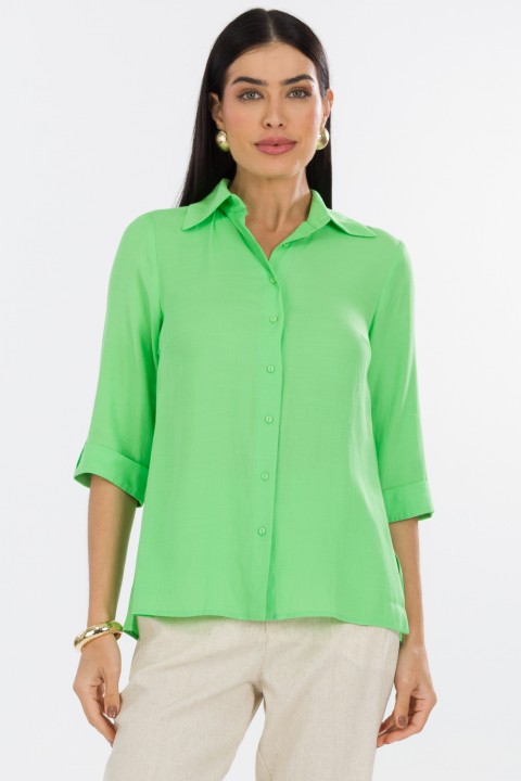 Camisa Manga 3/4 de Alfaiataria Feminina Antoniete - Verde - Tlic Rio