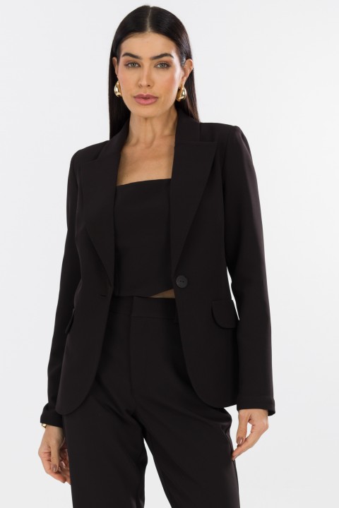 Blazer Manga Longa de Alfaiataria Feminina Molly - Preto - Tlic Rio