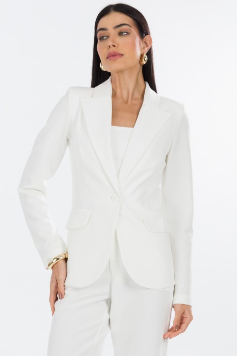 Blazer Manga Longa de Alfaiataria Feminina Molly - Off White - Tlic Rio