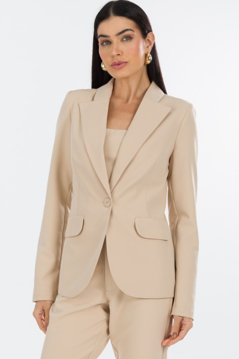 Blazer Manga Longa de Alfaiataria Feminina Molly - Bege Champagne - Tlic Rio