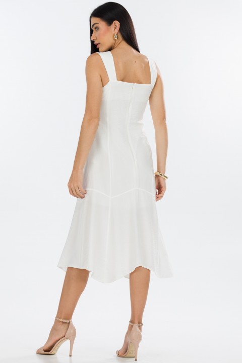 Vestido Midi de Alfaiataria Feminina Lilian - Off White - Tlic Rio