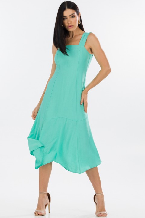 Vestido Midi de Alfaiataria Feminina Lilian - Verde Aquatic Green - Tlic Rio