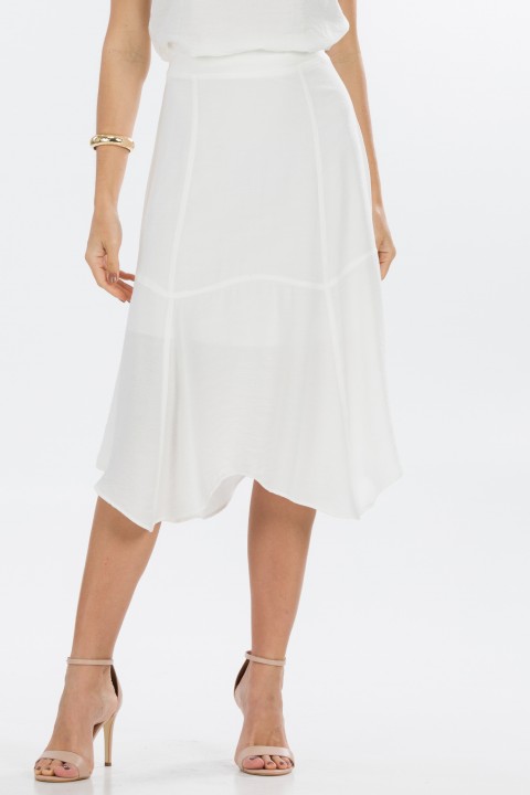 Saia Midi de Alfaiataria Feminina Siena - Off White - Tlic Rio