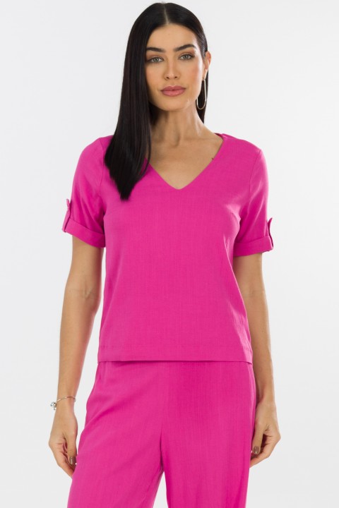 Blusa de Alfaiataria Feminina Francy - Rosa Raspberry - Tlic Rio