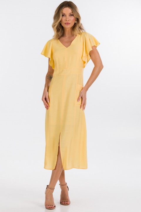 Vestido Midi de Alfaiataria Feminina Marjorie - Amarelo Burritos - Tlic Rio