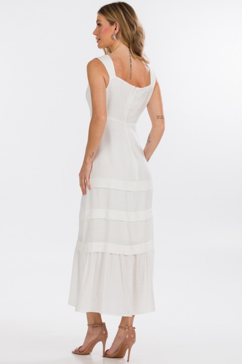 Vestido Midi de Alfaiataria Feminina Ariane - Off White - Tlic Rio