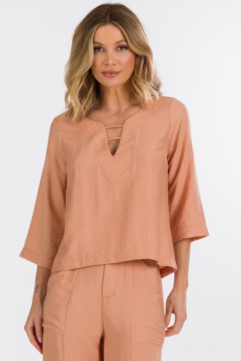 Blusa de Alfaiataria Feminina Mikaela - Nude Homus - Tlic Rio