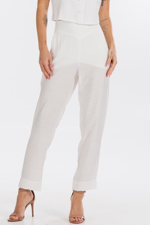 Calça Cigarreti de Alfaiataria Feminina Deia - Off White - Tlic Rio