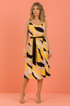 Vestido Marisa - Amarelo com Preto - Tlic Rio