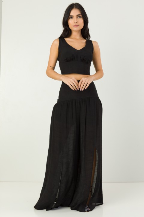 Blusa Cropped de Alfaiataria Zaya - Preto - Tlic Rio