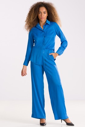 Calça Pantalona de Alfaiataria Andrea - Azul Mystic - Tlic Rio
