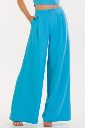 Calça Pantalona de Alfaiataria Feminina Celeste - Azul  - Tlic Rio