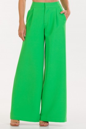 Calça Pantalona de Alfaiataria Feminina Celeste - Verde Chroma - Tlic Rio