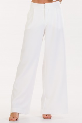 Calça Pantalona de Alfaiataria Feminina Celeste - Off White - Tlic Rio