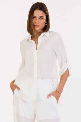 Camisa Ampla de Alfaiataria Feminina Yoko - Off White - Tlic Rio