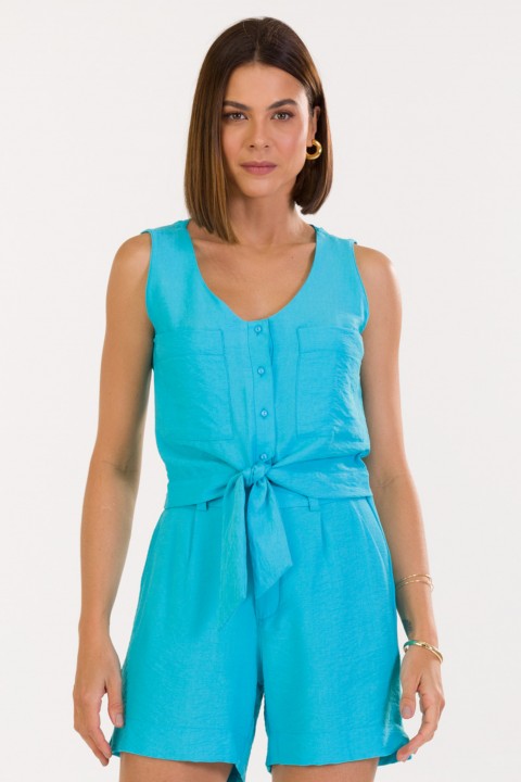 Blusa Regata de Alfaiataria Feminina Amora - Azul - Tlic Rio