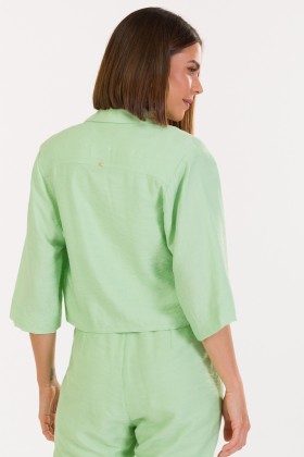Camisa Cropped de Alfaiataria Feminina Samia - Verde Claro - Tlic Rio