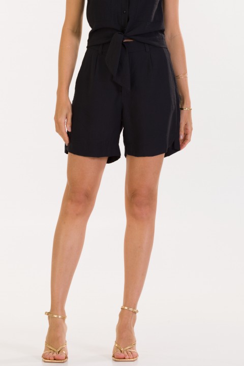 Bermuda Curta de Alfaiataria Feminina Simara - Preto - Tlic Rio