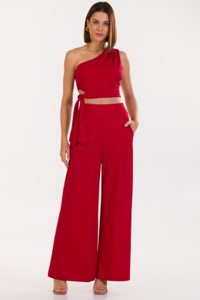 Calça Pantalona de Alfaiataria Feminina Suyane - Vermelho - Tlic Rio