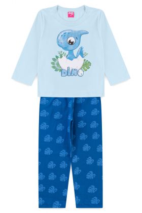 Pijama Infantil Dinossauro Azul Claro - Mafi Kids