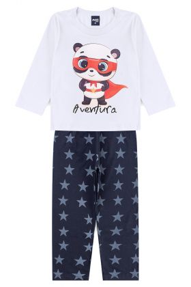 Pijama Infantil Ursinho Branco- Mafi Kids