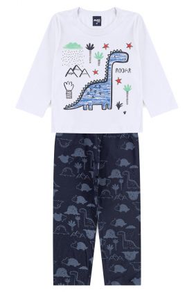 Pijama Infantil Dinossauro Branco - Mafi Kids