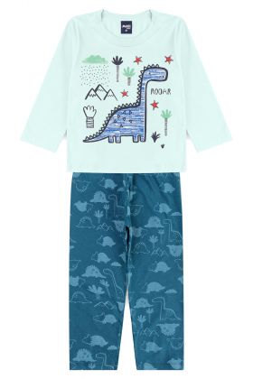 Pijama Infantil Dinossauro Verde Claro - Mafi Kids