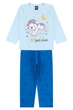 Pijama Infantil Ursinho Azul Claro - Mafi Kids