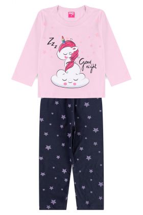 Pijama Infantil Unicórnio Rosa - Mafi Kids