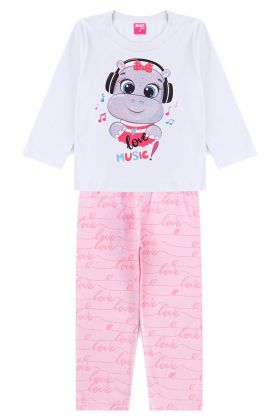 Pijama Infantil Hipopótamo Branco- Mafi Kids