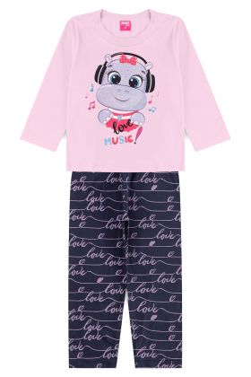 Pijama Infantil Hipopótamo Rosa- Mafi Kids