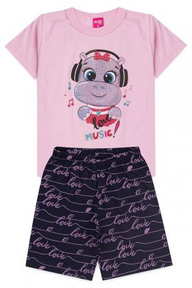 Pijama Infantil Hipopótamo Rosa - Mafi Kids