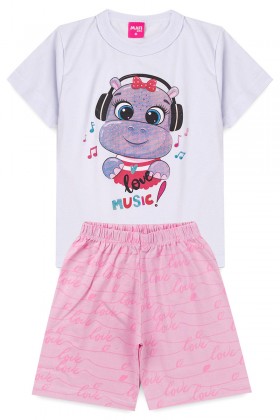 Pijama Infantil Hipopótamo Branco - Mafi Kids