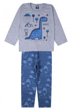 Pijama Infantil Dinossauro Mescla - Mafi Kids